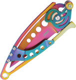 CRKT Snap Lock Mechanism Iridescent Stainless Steel Folding 420J2 Pocket Knife 5102P