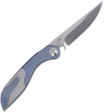 CRKT Fial Linerlock Blue & Gray Titanium Folding Bohler M390 Pocket Knife 5671