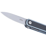 CRKT Pup Linerlock Black & Blue GRN Folding AUS-10 Drop Pt Pocket Knife 7070