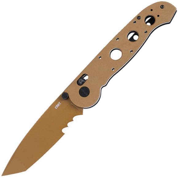 CRKT M16-14XD Crossbar Lock Desert Tan Folding D2 Steel Veff Serrated Pocket Knife M1614XD