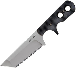 Cold Steel Mini Tac Tanto Serrated Stainless Fixed Blade Black Handle Knife 49HTFSZ