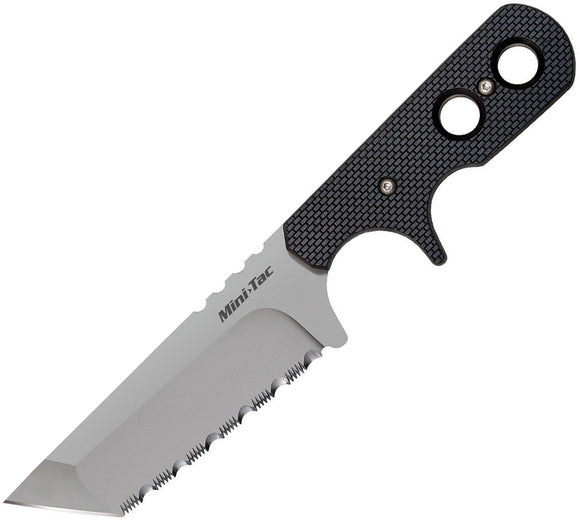 Cold Steel Mini Tac Tanto Serrated Stainless Fixed Blade Black Handle Knife 49HTFSZ