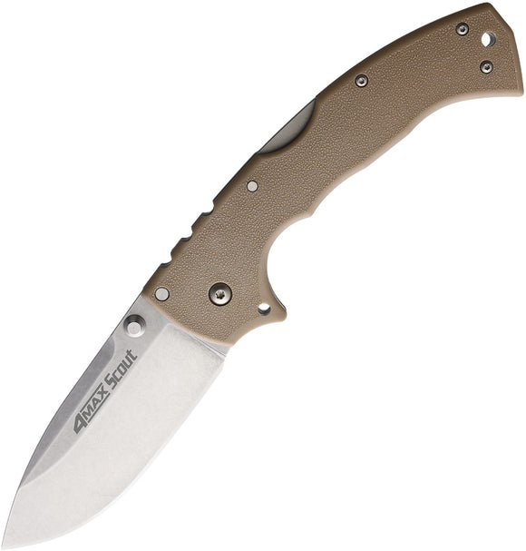 Cold Steel 4-Max Scout Pocket Knife Lockback Desert Tan Folding AUS-10A 62RQDTSW