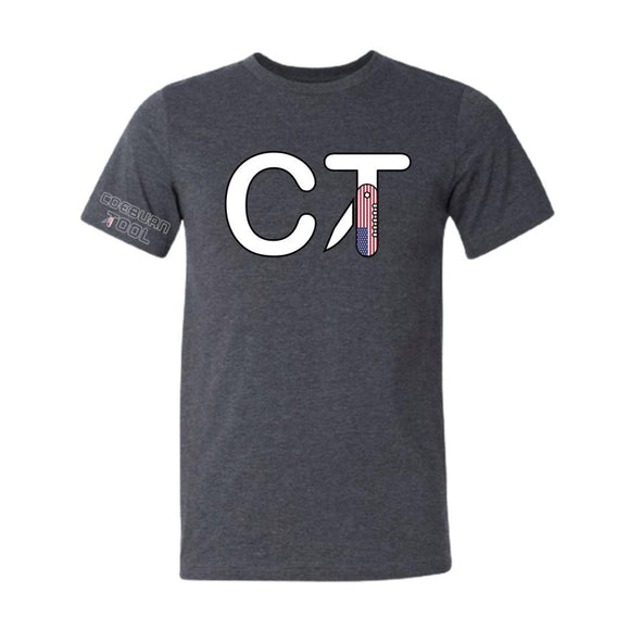 Coeburn Tool CT American Flag LG Logo Dark Gray Short Sleeve T-Shirt w/ Outline Coeburn Sleeve L