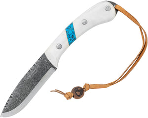 Condor Blue River White Micarta & Turquoise Carbon Steel Fixed Blade Knife 282543MHC