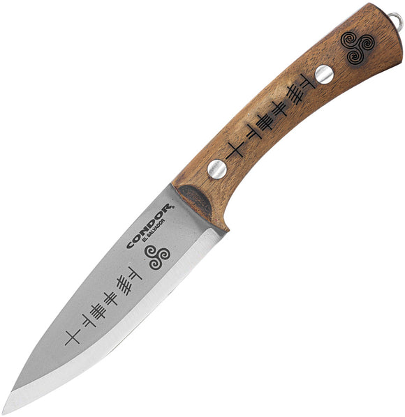 Condor Druid Walnut Wood 1095HC Fixed Blade Knife w/ Sheath 397445HC