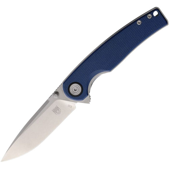 Cobratec Knives Samson Linerlock Blue Micarta Folding D2 Steel Pocket Knife SMSNBL