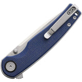 Cobratec Knives Samson Linerlock Blue Micarta Folding D2 Steel Pocket Knife SMSNBL