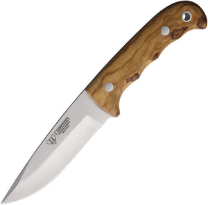 Cudeman Hunter Olive Wood Vanadium Molybdenum Fixed Blade Knife w/ Sheath 147L