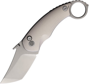 Cavol Kobra Button Lock Karambit Gray Titanium Folding S90V Pocket Knife C10GAW