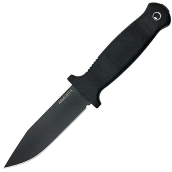 Demko Armiger 4 Black 80CrV2 Clip Pt Fixed Blade Knife w/ Belt Sheath 09645