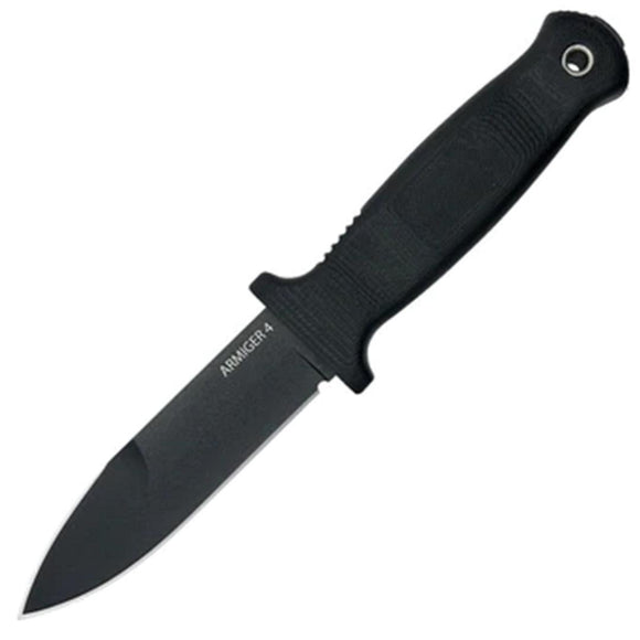 Demko Armiger 4 Black 80CrV2 Spear Pt Fixed Blade Knife w/ Belt Sheath 09647