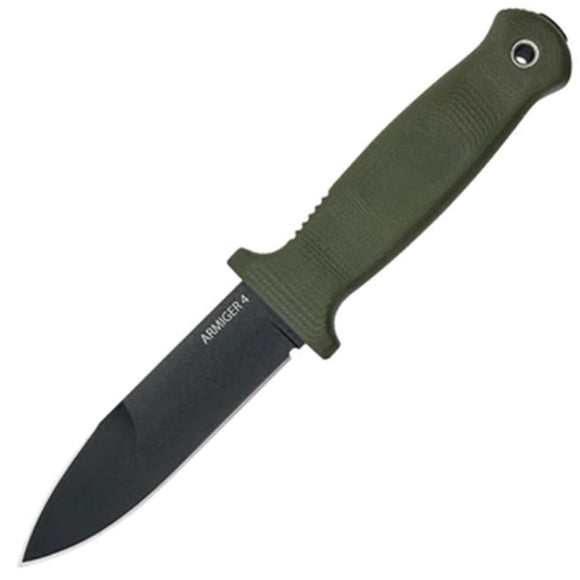 Demko Armiger 4 OD Green 80CrV2 Spear Pt Fixed Blade Knife w/ Belt Sheath 09655