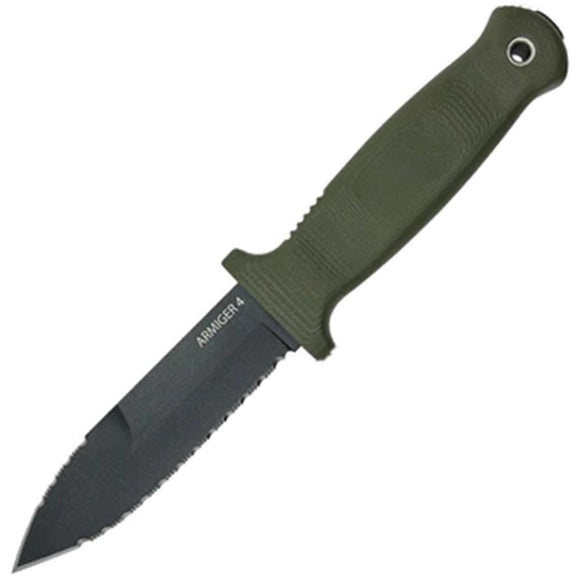 Demko Armiger 4 OD Green 80CrV2 Serrated Spear Pt Fixed Blade Knife 09656
