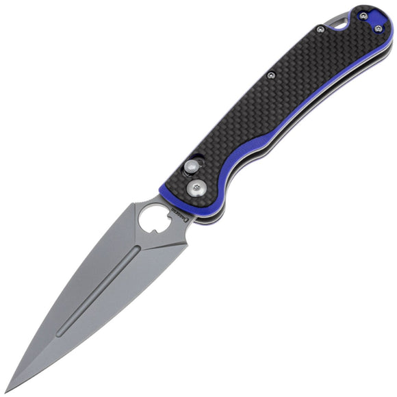 Daggerr Knives Arrow Crossbar Lock Blue G10 & Carbon Fiber Folding VG-10 Knife 1CFBLBBX