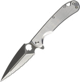 Daggerr Knives Arrow Framelock Gray Stainless Folding VG-10 Serrated Pocket Knife F21FSSSV