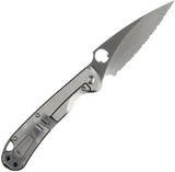 Daggerr Knives Zhalo NF Framelock Gray Stainless Folding VG-10 Serrated Pocket Knife 22FSSSNV