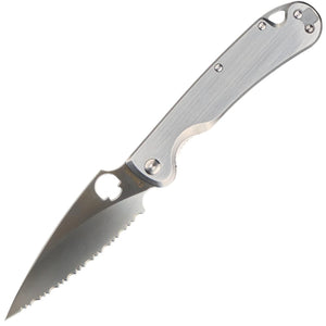 Daggerr Knives Sting Framelock Stainless Steel Folding D2 Serrated Pocket Knife F22FSSSN