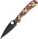 Daggerr Knives Sting Slim Crossbar Lock Khokhloma G10 Folding VG-10 Serrated Pocket Knife FM022SXOS