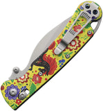 Daggerr Knives Pelican Slim Crossbar Lock Gorodets Yellow G10 Folding VG-10 Pocket Knife FM023SGRD