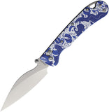 Daggerr Knives Pelican Slim Crossbar Lock Gzhel Blue & White G10 Folding VG-10 Pocket Knife FM023SGZH