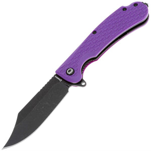 Daggerr Knives Powie Linerlock Purple FRN Folding 8Cr14MoV Pocket Knife PWFPRBW