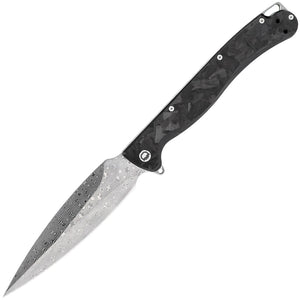 Daggerr Knives Vendetta Framelock LTE Carbon Fiber & Stainless Folding Damascus Knife VDDMSK30