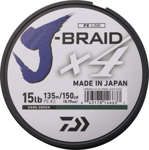 Daiwa J-Braid Line 15/150 Green Fishing Line JB4U15150DG