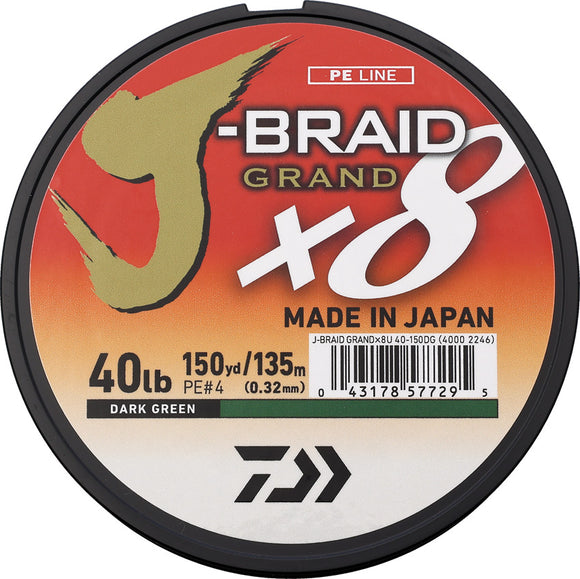 Daiwa J-Braid Grand Fishing Line 40/150 Grn JBGD8U40D