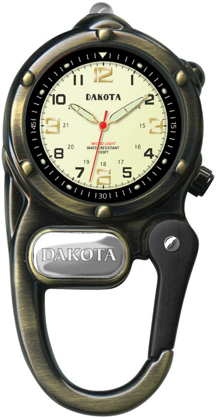 Dakota Mini Clip Microlight LED Mini Light Water Resistant Brass Finish Alloy Watch 3821