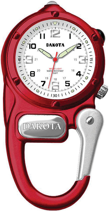 Dakota Mini Clip Microlight Red Aluminum Stainless Water Resistant Hiking Watch 3879