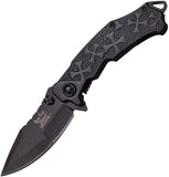 Dark Side  "Iron Cross" Skull Black Tactical Spring Assisted Knife - a031bk