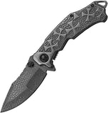 Dark Side  "Iron Cross" Skull Gunmetal Tactical Spring Assisted Knife - a031sw