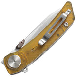 Dreamtech Linerlock Amber PEI Ultem Folding 14C28N Sandvik Pocket Knife K3610PY