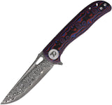 Dreamtech Linerlock Blue & Red Micarta Folding Damascus Pocket Knife K3898MRD