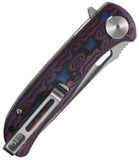 Dreamtech Linerlock Red & Blue Micarta Folding D2 Steel Pocket Knife K3898MR