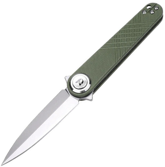 Dreamtech Button Lock Green G10 Folding 14C28N Sandvik Dagger Pocket Knife K4052GGR