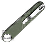 Dreamtech Button Lock Green G10 Folding 14C28N Sandvik Dagger Pocket Knife K4052GGR