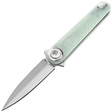 Dreamtech Button Lock Jade G10 Folding 14C28N Sandvik Dagger Pocket Knife K4052GJ