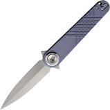 Dreamtech Button Lock Blue Titanium Folding 14C28N Sandvik Dagger Pocket Knife K4052TBL
