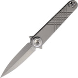 Dreamtech Button Lock Gray Titanium Folding 14C28N Sandvik Dagger Pocket Knife K4052TG