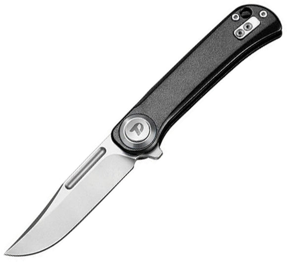 Dreamtech Button Lock Black Aluminum Folding D2 Steel Clip Point Pocket Knife K4055AB
