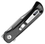 Dreamtech Button Lock Black Aluminum Folding D2 Steel Clip Point Pocket Knife K4055AB