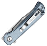 Dreamtech Button Lock Blue Aluminum Folding D2 Steel Clip Point Pocket Knife K4055AG