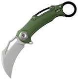 Dreamtech Button Lock Karambit Green Aluminum Folding 14C28N Sandvik Pocket Knife K4221AGR