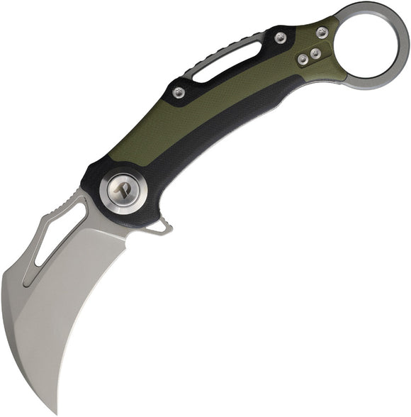 Dreamtech Button Lock Karambit Black & Green G10 Folding 14C28N Sandvik Pocket Knife K4221GBG