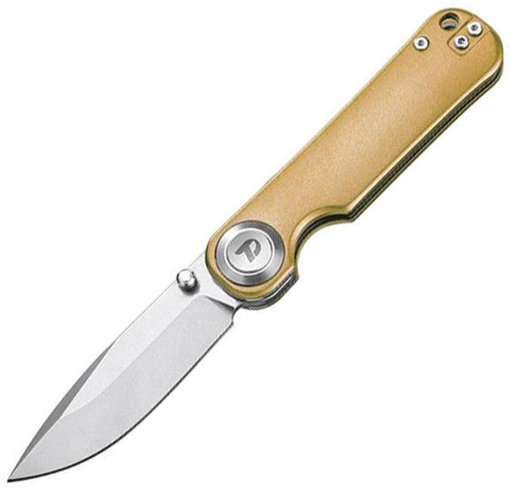 Dreamtech Button Lock Gold Titanium Folding D2 Steel Drop Point Pocket Knife K4245TGR