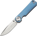 Dreamtech Button Lock Blue Titanium Folding VG-10 Drop Pt Pocket Knife K4245TVBL