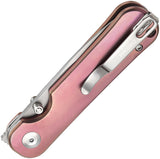 Dreamtech Button Lock Pink Titanium Folding VG-10 Drop Pt Pocket Knife K4245TVP
