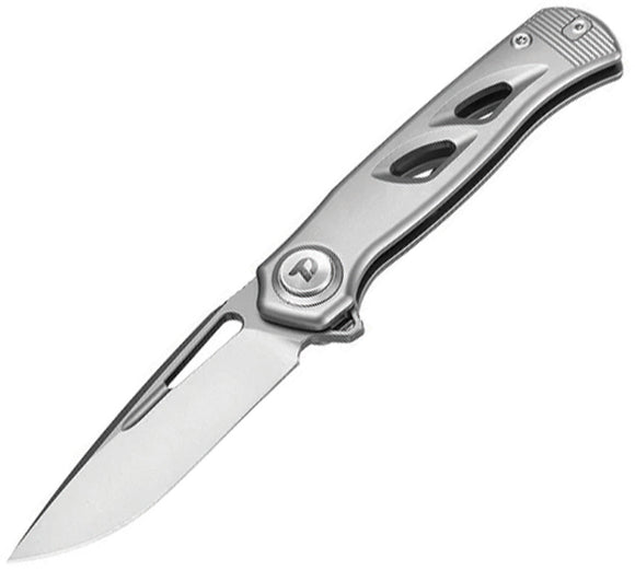Dreamtech Button Lock Gray Titanium Folding Bohler M390 Drop Point Pocket Knife K4260G
